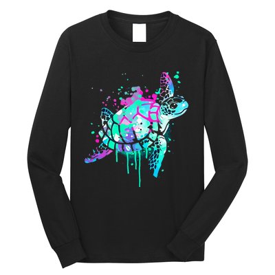 Turtle Watercolor Sea Ocean Wildlife Animal Long Sleeve Shirt