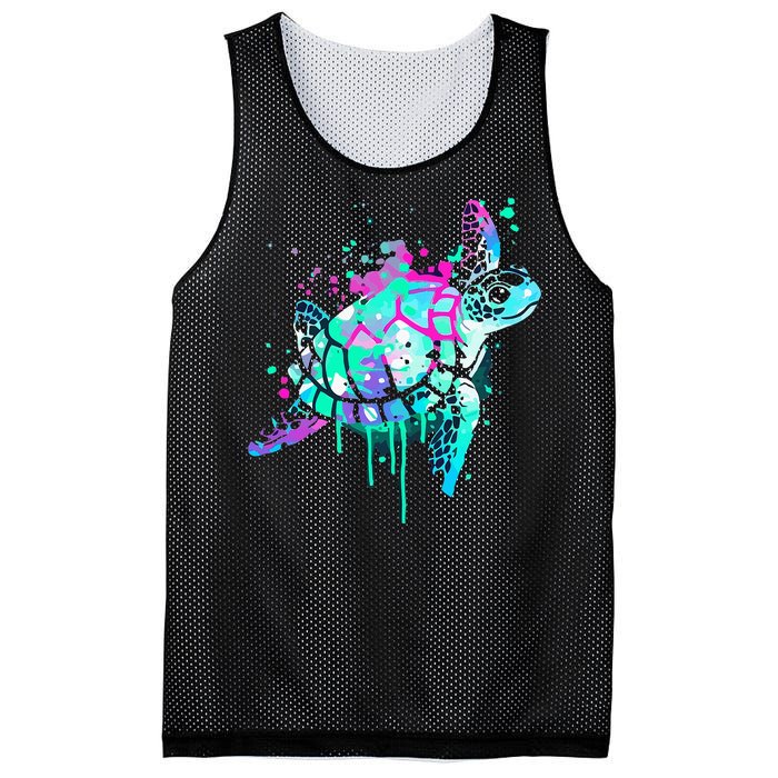 Turtle Watercolor Sea Ocean Wildlife Animal Mesh Reversible Basketball Jersey Tank