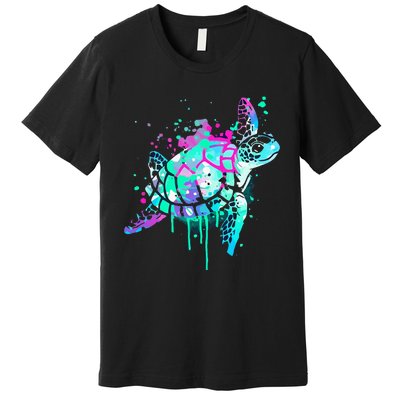 Turtle Watercolor Sea Ocean Wildlife Animal Premium T-Shirt