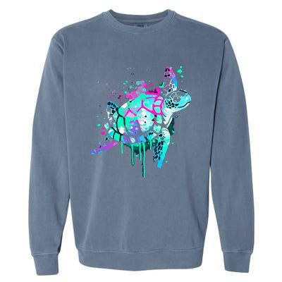 Turtle Watercolor Sea Ocean Wildlife Animal Garment-Dyed Sweatshirt