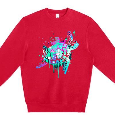 Turtle Watercolor Sea Ocean Wildlife Animal Premium Crewneck Sweatshirt