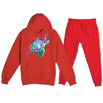 Turtle Watercolor Sea Ocean Wildlife Animal Premium Hooded Sweatsuit Set