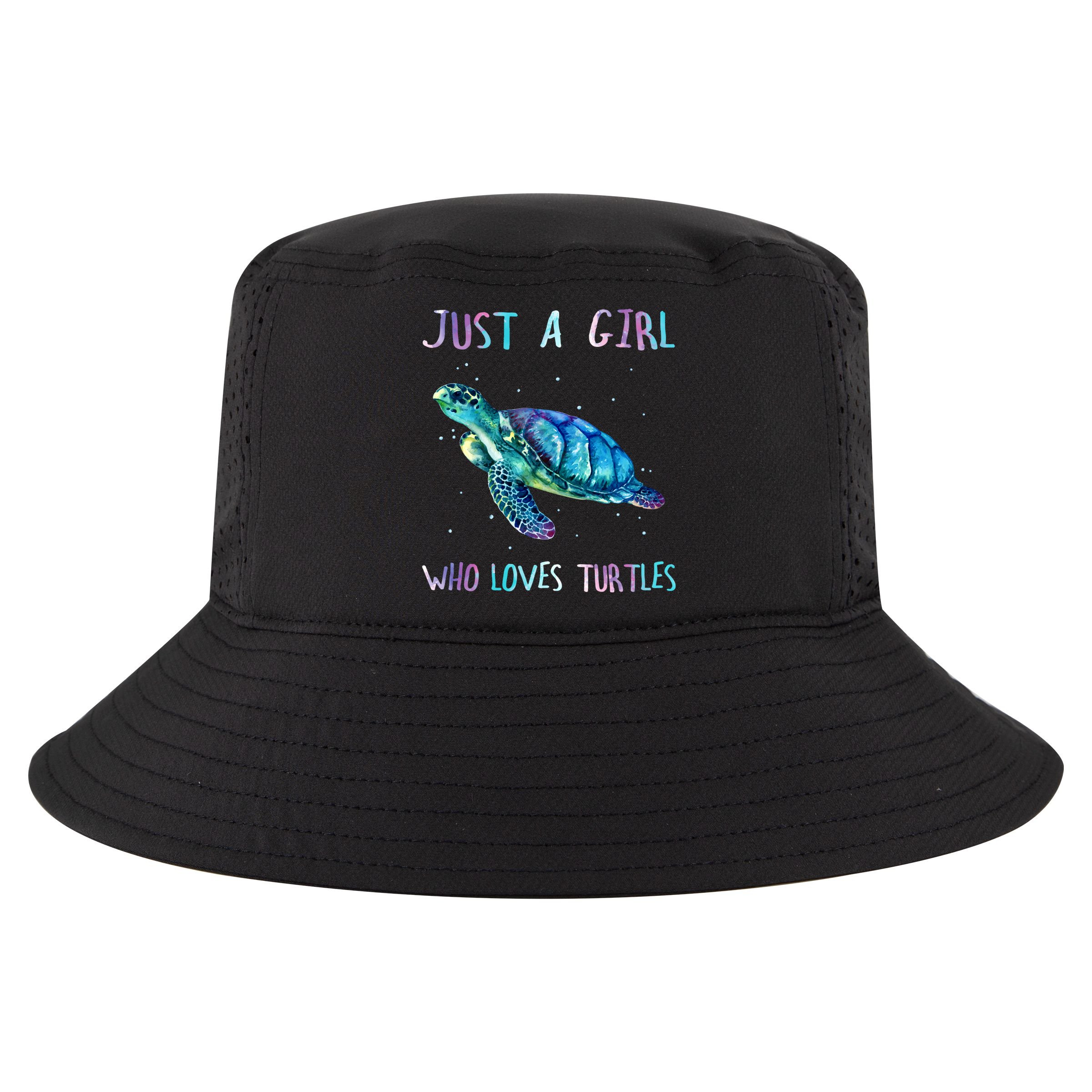 Turtle Watercolor Sea Ocean Just A Girl Who Loves Turtles Cute Gift Cool Comfort Performance Bucket Hat