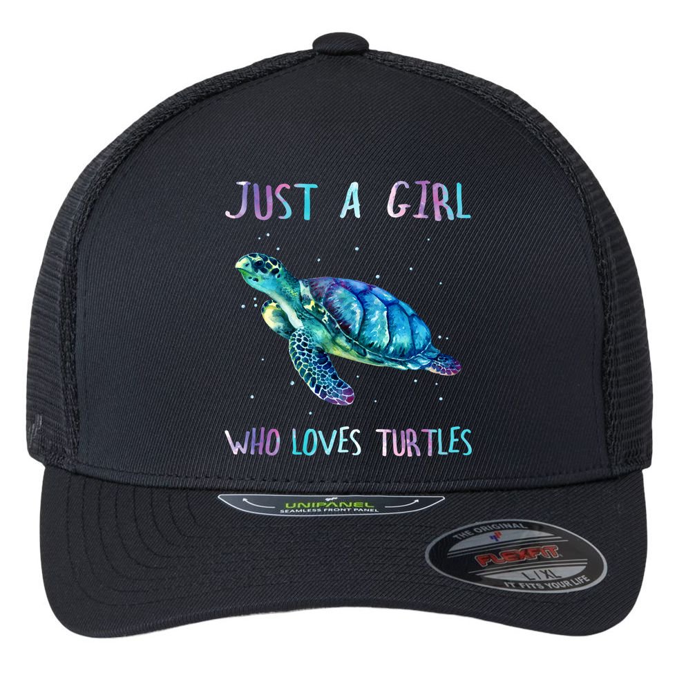 Turtle Watercolor Sea Ocean Just A Girl Who Loves Turtles Cute Gift Flexfit Unipanel Trucker Cap