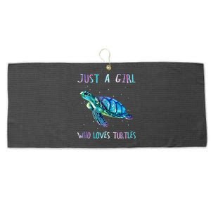 Turtle Watercolor Sea Ocean Just A Girl Who Loves Turtles Cute Gift Large Microfiber Waffle Golf Towel