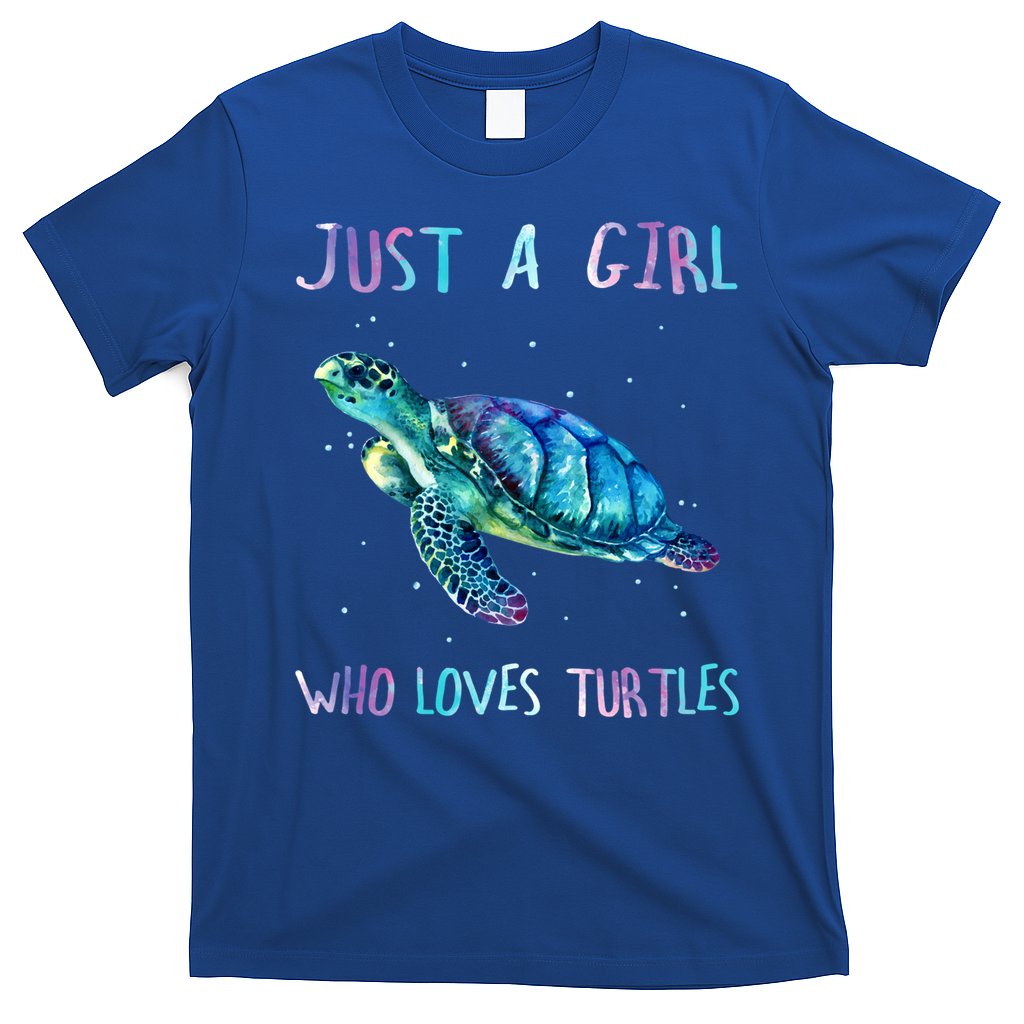 Turtle Watercolor Sea Ocean Just A Girl Who Loves Turtles Cute Gift T-Shirt