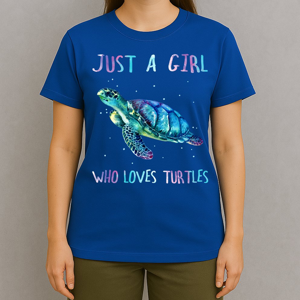 Turtle Watercolor Sea Ocean Just A Girl Who Loves Turtles Cute Gift T-Shirt