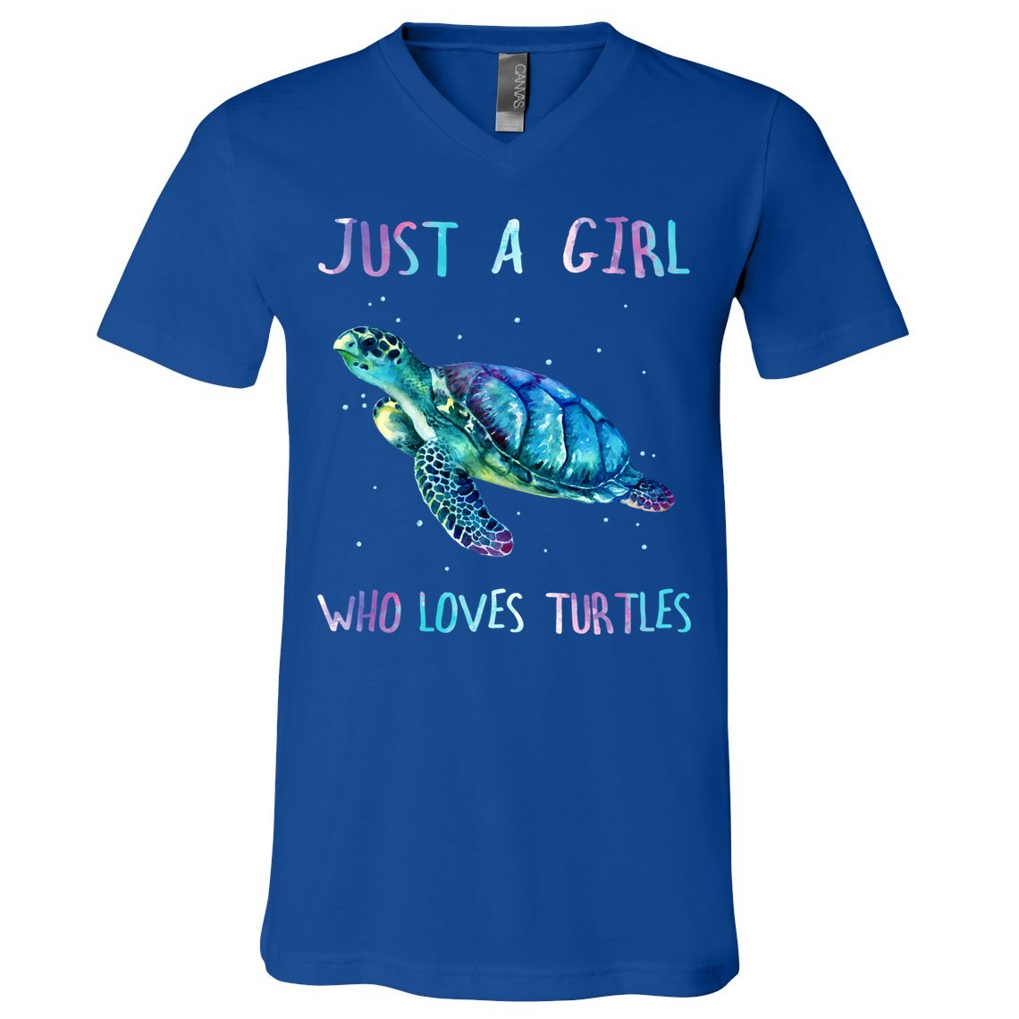 Turtle Watercolor Sea Ocean Just A Girl Who Loves Turtles Cute Gift V-Neck T-Shirt