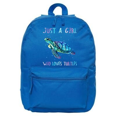 Turtle Watercolor Sea Ocean Just A Girl Who Loves Turtles Cute Gift 16 in Basic Backpack