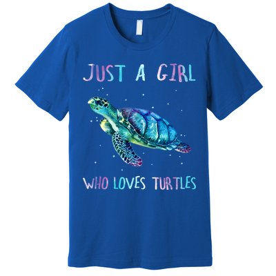 Turtle Watercolor Sea Ocean Just A Girl Who Loves Turtles Cute Gift Premium T-Shirt