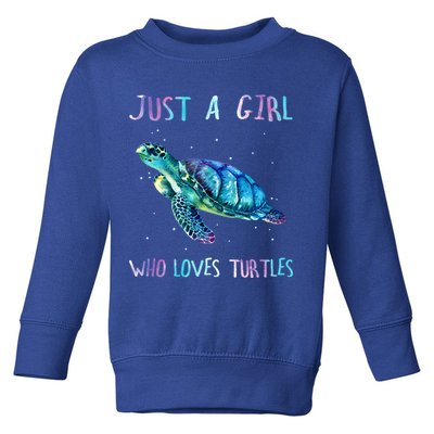 Turtle Watercolor Sea Ocean Just A Girl Who Loves Turtles Cute Gift Toddler Sweatshirt