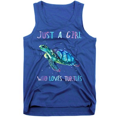 Turtle Watercolor Sea Ocean Just A Girl Who Loves Turtles Cute Gift Tank Top