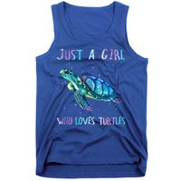 Turtle Watercolor Sea Ocean Just A Girl Who Loves Turtles Cute Gift Tank Top