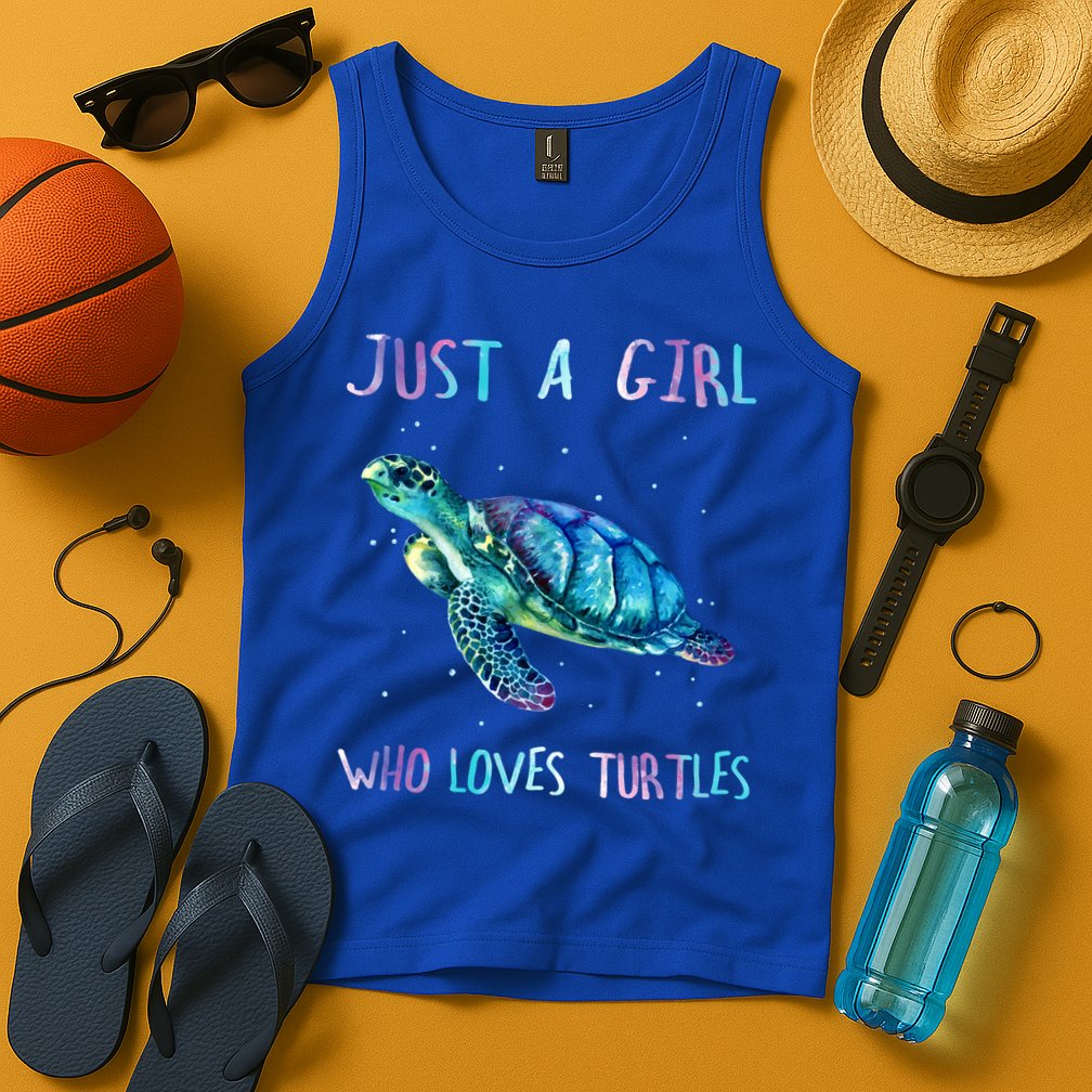 Turtle Watercolor Sea Ocean Just A Girl Who Loves Turtles Cute Gift Tank Top