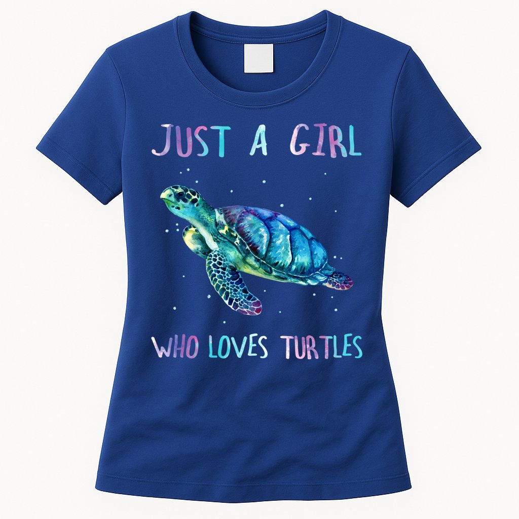 Turtle Watercolor Sea Ocean Just A Girl Who Loves Turtles Cute Gift Womens T-Shirt