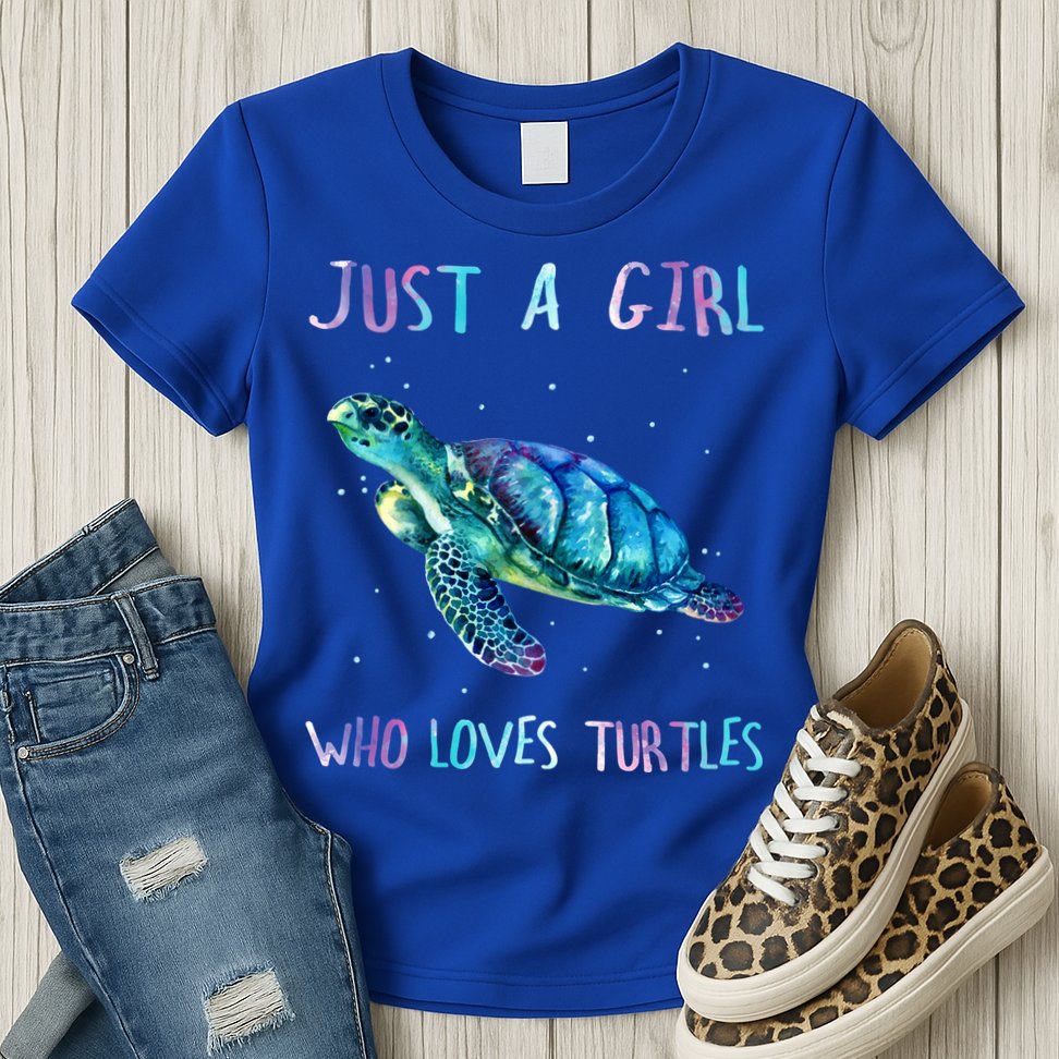 Turtle Watercolor Sea Ocean Just A Girl Who Loves Turtles Cute Gift Womens T-Shirt