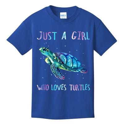 Turtle Watercolor Sea Ocean Just A Girl Who Loves Turtles Cute Gift Kids T-Shirt