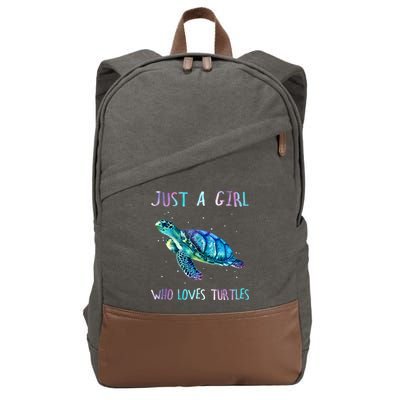Turtle Watercolor Sea Ocean Just A Girl Who Loves Turtles Cute Gift Cotton Canvas Backpack