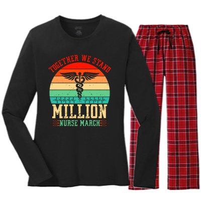 Together We Stand Million Nurse March Women's Long Sleeve Flannel Pajama Set 