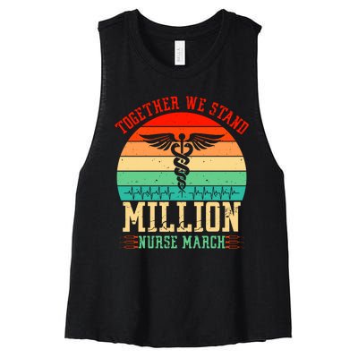 Together We Stand Million Nurse March Women's Racerback Cropped Tank