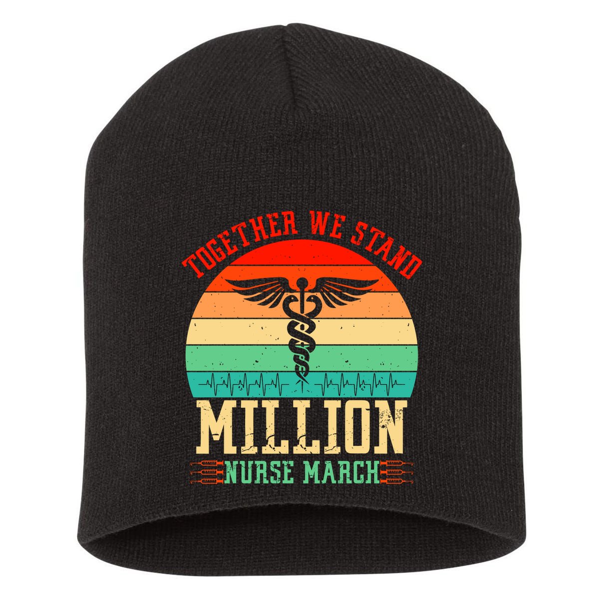Together We Stand Million Nurse March Short Acrylic Beanie