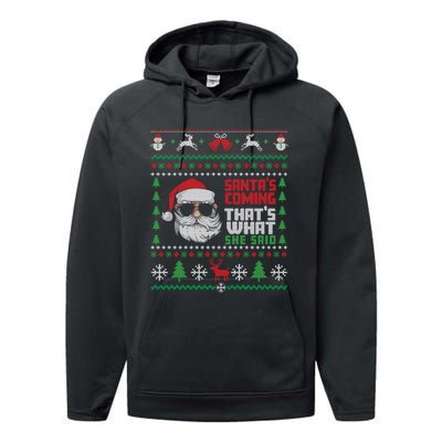 Thats What She Said Ugly Xmas Design Christmas Performance Fleece Hoodie