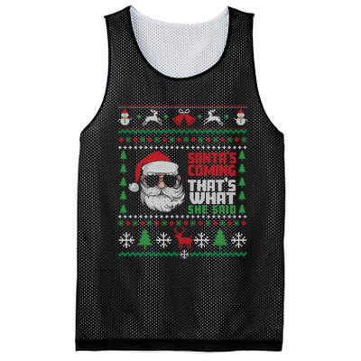 Thats What She Said Ugly Xmas Design Christmas Mesh Reversible Basketball Jersey Tank