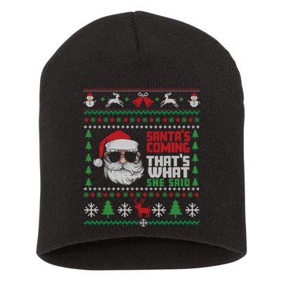 Thats What She Said Ugly Xmas Design Christmas Short Acrylic Beanie