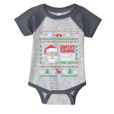 Thats What She Said Ugly Xmas Design Christmas Infant Baby Jersey Bodysuit