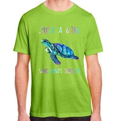 Turtle Watercolor Sea Ocean Just A Who Loves Turtles Gift Adult ChromaSoft Performance T-Shirt