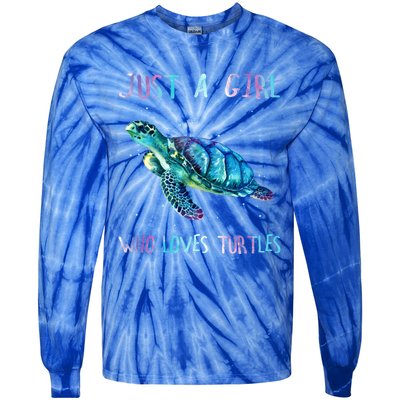 Turtle Watercolor Sea Ocean Just A Who Loves Turtles Gift Tie-Dye Long Sleeve Shirt