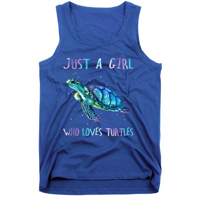 Turtle Watercolor Sea Ocean Just A Who Loves Turtles Gift Tank Top