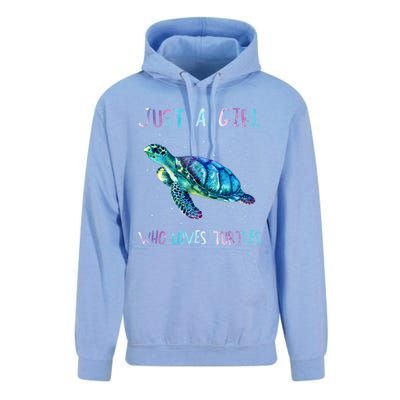 Turtle Watercolor Sea Ocean Just A Who Loves Turtles Gift Unisex Surf Hoodie