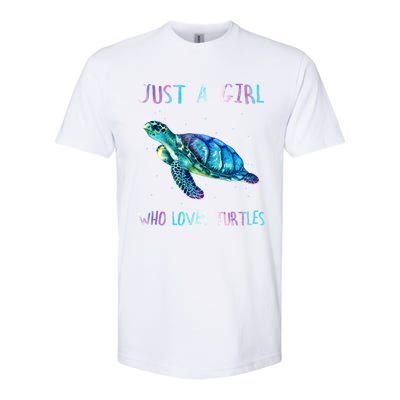 Turtle Watercolor Sea Ocean Just A Who Loves Turtles Gift Softstyle CVC T-Shirt