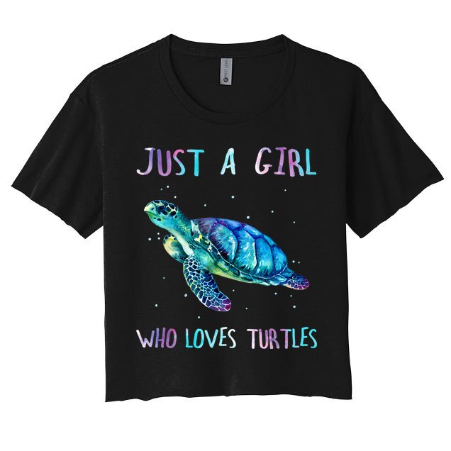 Turtle Watercolor Sea Ocean Just A Girl Who Loves Turtles Crop Top