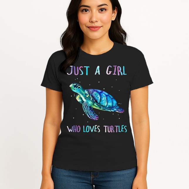 Turtle Watercolor Sea Ocean Just A Girl Who Loves Turtles Womens T-Shirt