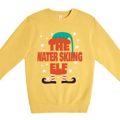 The Water Skiing Elf Christmas Pajama Water Skiing Funny Gift Premium Crewneck Sweatshirt