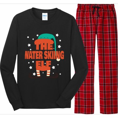 The Water Skiing Elf Christmas Pajama Water Skiing Funny Gift Long Sleeve Pajama Set