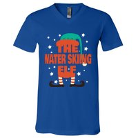 The Water Skiing Elf Christmas Pajama Water Skiing Funny Gift V-Neck T-Shirt