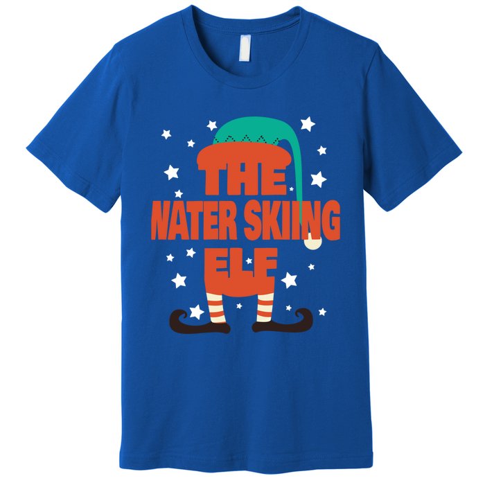 The Water Skiing Elf Christmas Pajama Water Skiing Funny Gift Premium T-Shirt