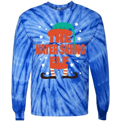 The Water Skiing Elf Christmas Pajama Water Skiing Funny Gift Tie-Dye Long Sleeve Shirt