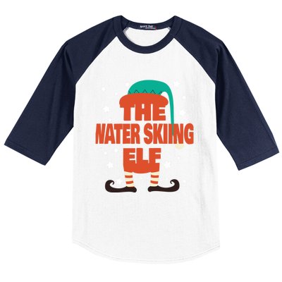 The Water Skiing Elf Christmas Pajama Water Skiing Funny Gift Baseball Sleeve Shirt