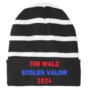 Tim Walz Stolen Valor Striped Beanie with Solid Band