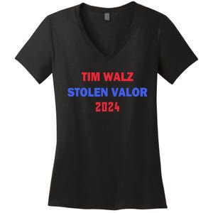 Tim Walz Stolen Valor Women's V-Neck T-Shirt