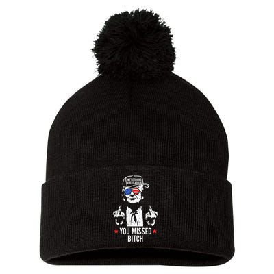 Trump WeRe Taking America Back You Missed Bitch Pom Pom 12in Knit Beanie