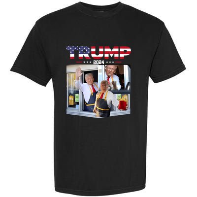 Trump Works The Drive Thru Fast Food Worker French Fries Garment-Dyed Heavyweight T-Shirt