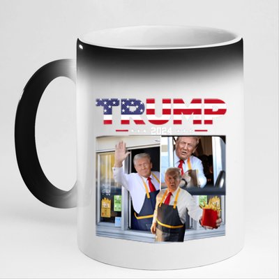 Trump Works The Drive Thru Fast Food Worker French Fries 11oz Black Color Changing Mug