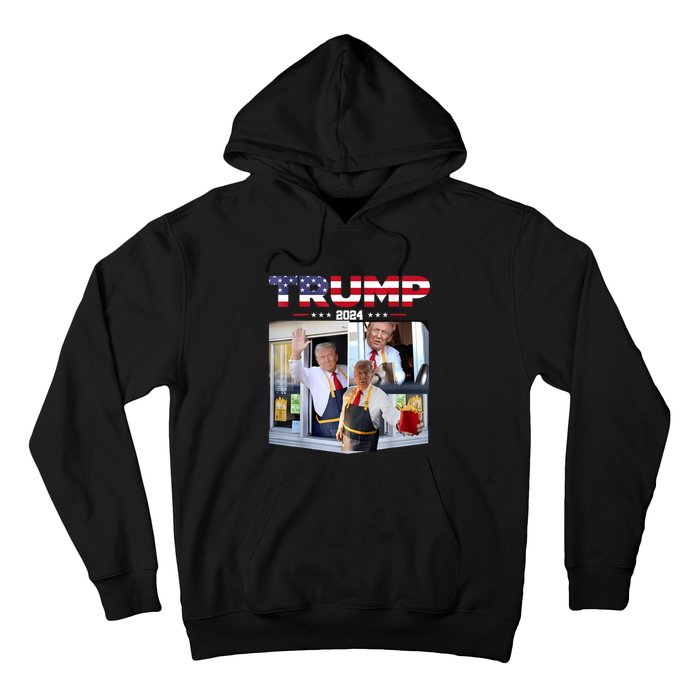 Trump Works The Drive Thru Fast Food Worker French Fries Hoodie