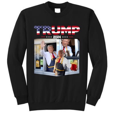 Trump Works The Drive Thru Fast Food Worker French Fries Sweatshirt