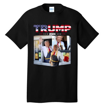 Trump Works The Drive Thru Fast Food Worker French Fries Tall T-Shirt